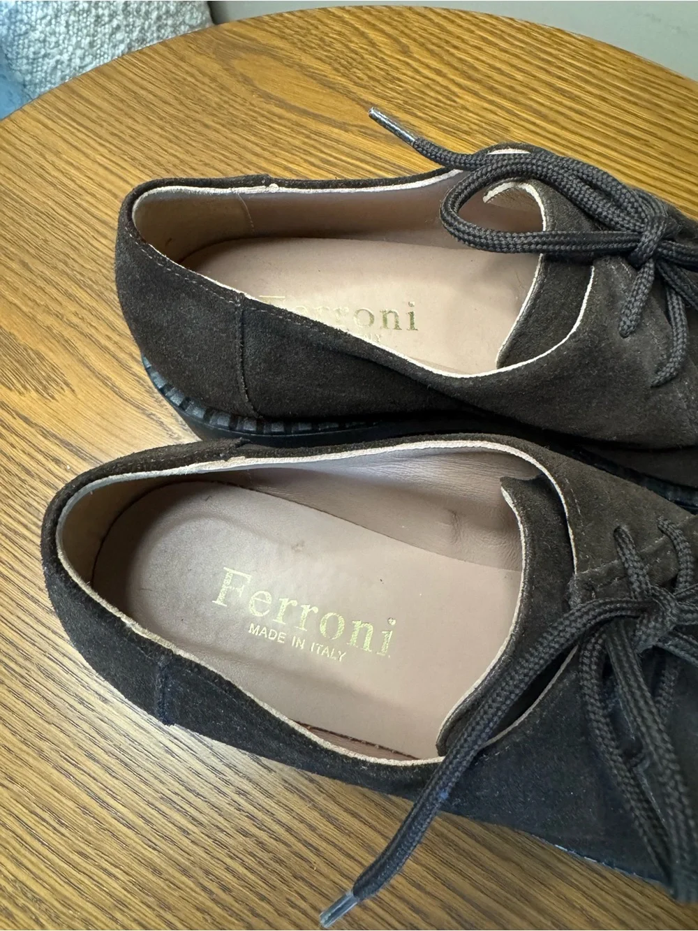 Women’s Ferroni Made in Italy Brown Suede Lace-Up Oxford Shoes